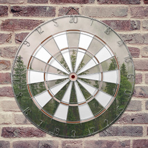 Misty Foggy Forest Trees Dartboard