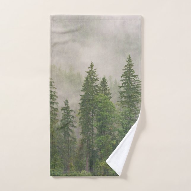 Misty Foggy Forest Trees Hand Towel (Hand Towel)