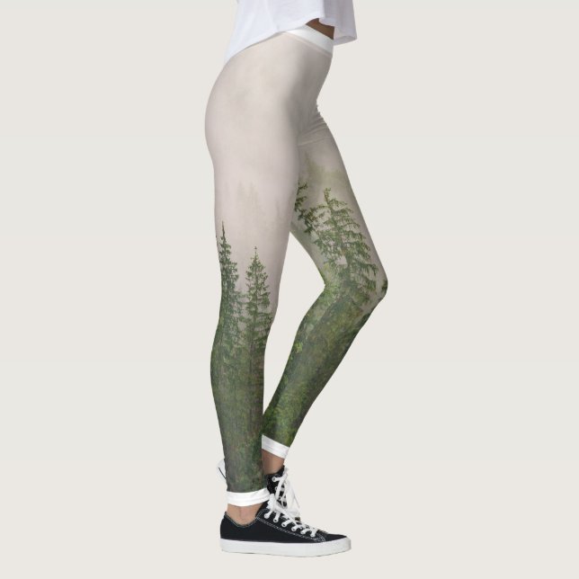Misty Foggy Forest Trees Leggings (Right)