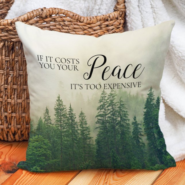 Misty Foggy Mountains Forest Peace Cushion (Mountains, forest, fog, peace pillow)