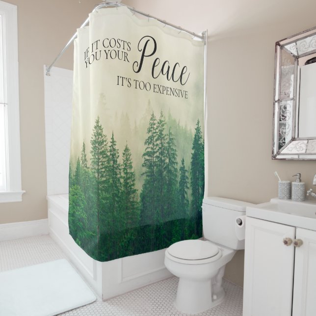 Misty Foggy Mountains Forest Peace   Shower Curtain (In Situ)
