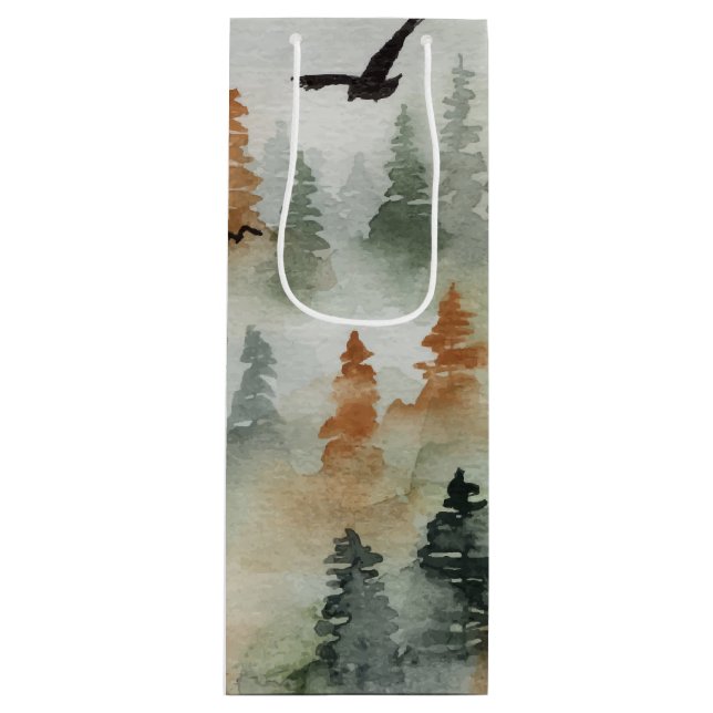 Misty Forest Birthday | Retirement Wine Gift Bag (Front)