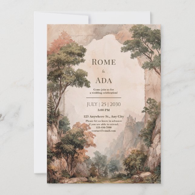 Misty Forest Castle Wedding  Invitation (Front)
