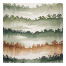 Misty Forest Layers - Watercolor Landscape