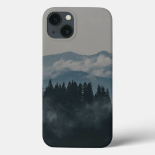 Misty forest mountain landscape iphone 13 case. case