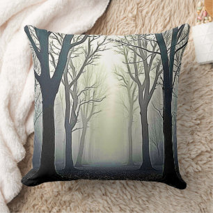 Misty Forest Path: Eerie Beauty Cushion