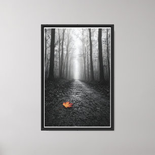 Misty Forest Path Selective Colour Canvas Print
