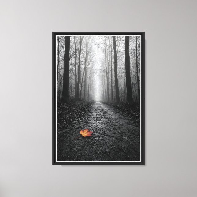 Misty Forest Path Selective Colour Canvas Print (Front)