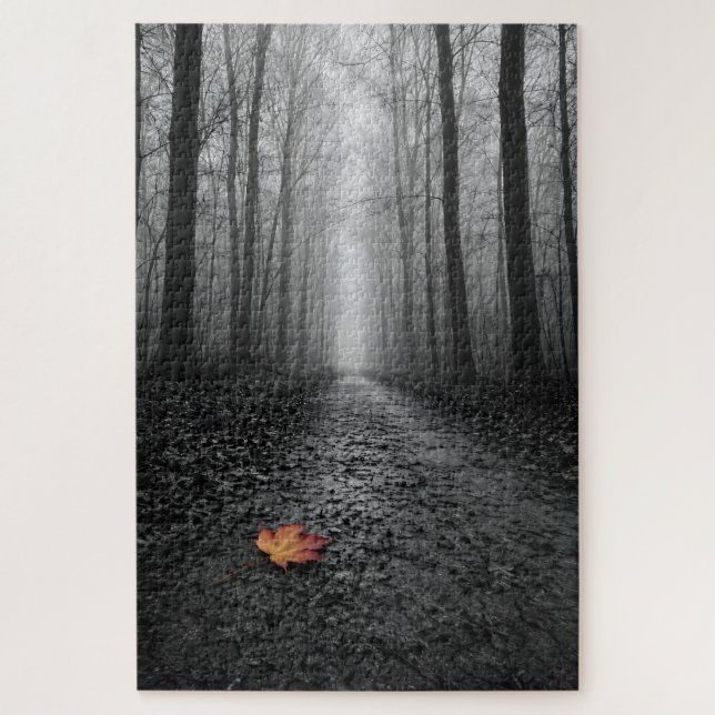 Misty Forest Path Selective Colour Jigsaw Puzzle (Vertical)