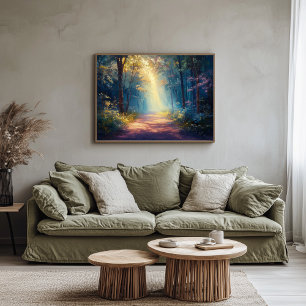 Misty Forest Trail as Dawn Breaks Canvas Print