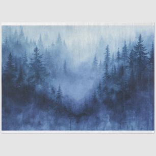 Misty Forest Watercolor Pine Trees Decoupage Tissue Paper