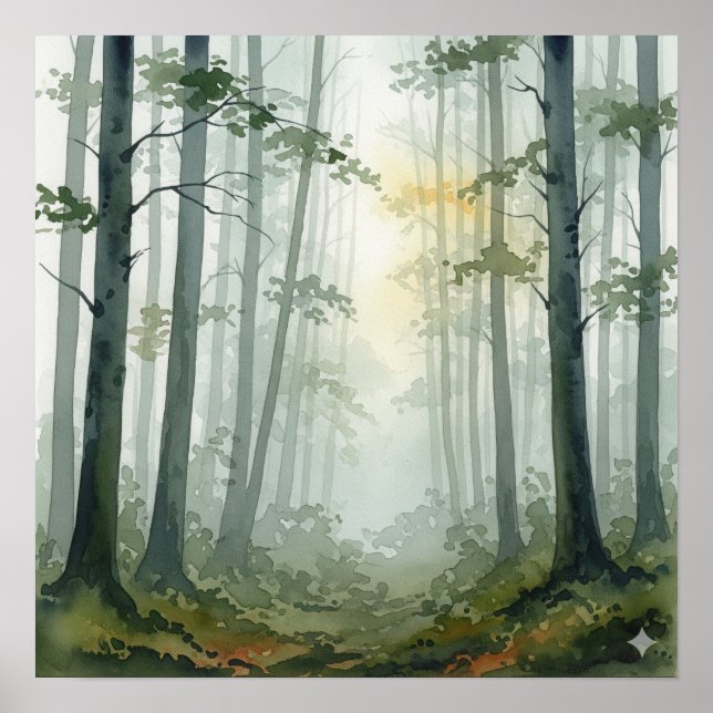 Misty Forest Watercolor Poster (Front)