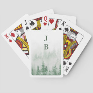Misty Forest Wedding Favour Initial Playing Cards