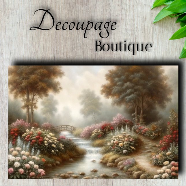Misty Garden Stream Decoupage Tissue Paper (Misty Garden Stream Decoupage Tissue Paper)