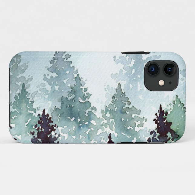 Misty Grey Watercolor Trees Case-Mate iPhone Case (Back (Horizontal))