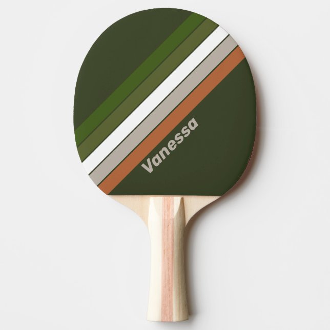 Misty Grove Striped with Name Ping Pong Paddle (Front)