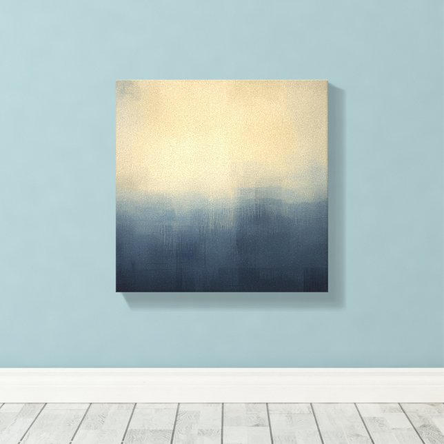 Misty Horizon – Abstract Gradient Cityscape Art Pr Canvas Print (Insitu(Wood Floor))