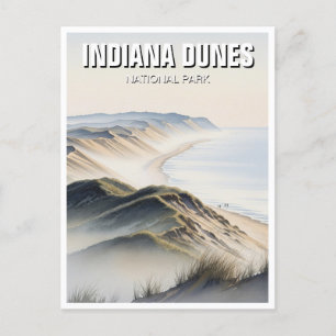 Misty Indiana Dunes National Park Travel Postcard