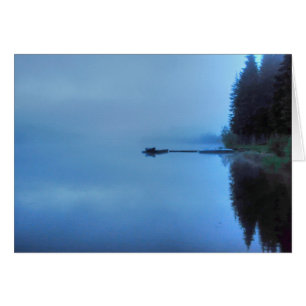 Misty Lake, Dock and Boat Nature Scene