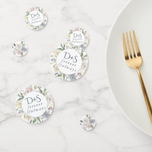 Misty Lake   Dusty Floral Always Forever Monogram Confetti