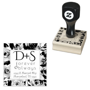 Misty Lake   Dusty Floral Always Forever Monogram Rubber Stamp