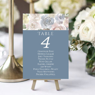 Misty Lake   Lovely Soft Dusty Floral Guest Names Table Number