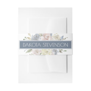 Misty Lake Lovely Soft Dusty Hued Floral Custom Invitation Belly Band