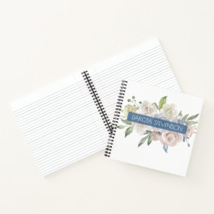 Misty Lake   Lovely Soft Dusty Hued Floral Custom Notebook
