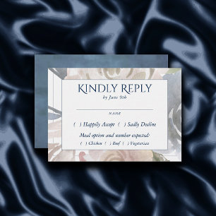 Misty Lake   Lovely Soft Dusty Hued Floral Entree RSVP Card