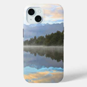 Misty Lake Trees Reflection Tranquil Nature Photo iPhone 15 Case