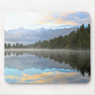 Misty Lake Trees Reflection Tranquil Nature Photo Mouse Pad