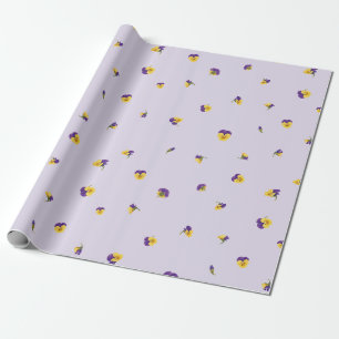 Misty Lavender Purple Yellow Viola Floral Pattern Wrapping Paper