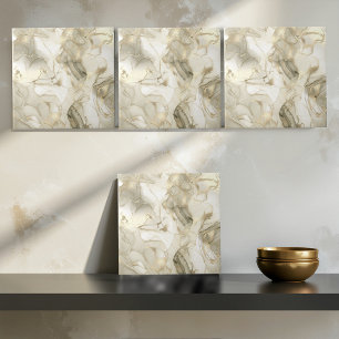 Misty Marble Abstract Pattern Light Gold ID705c Tile