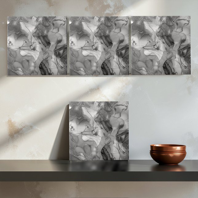 Misty Marble Abstract Pattern Med B&W ID705b Tile (Creator Uploaded)