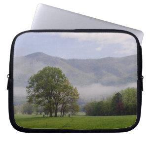 Misty meadow and Rich Mountain, Cades Cove, Laptop Sleeve