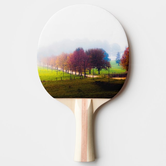 Misty meadow in autumn ping pong paddle (Front)