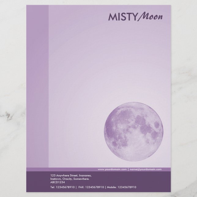 Misty Moon Violet Customized Letterhead (Front)