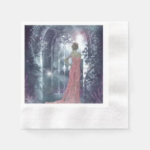 Misty moonlight night napkin