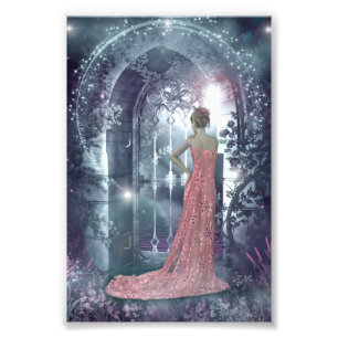 Misty moonlight night photo print