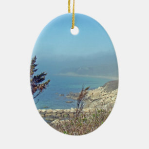 Misty Morning at Nobska Point - Cape Cod MA Ceramic Tree Decoration