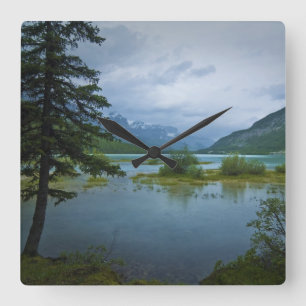 Misty Morning at the Lake Square Wall Clock