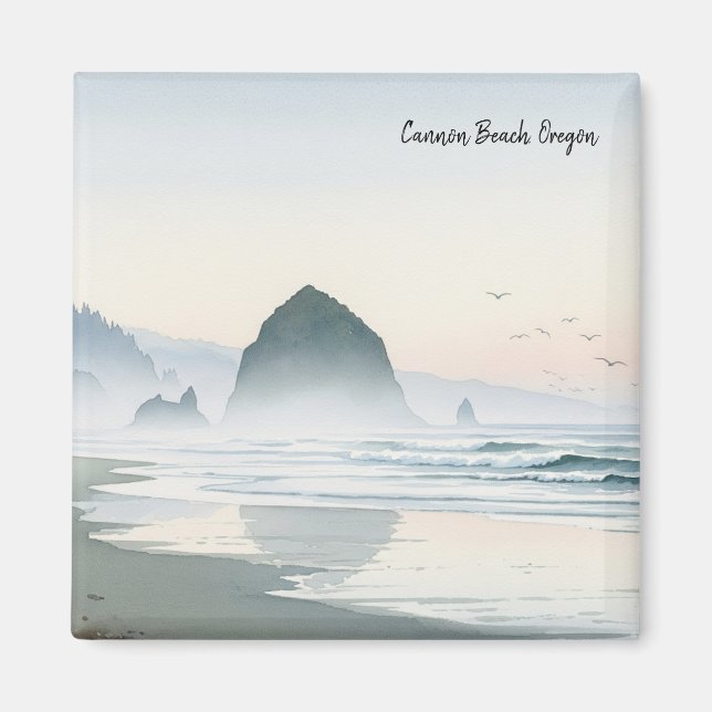 Misty Morning Cannon Beach Oregon Magnet (Front)
