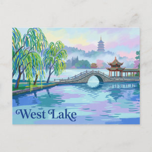 Misty Morning Hangzhou West Lake China Postcard