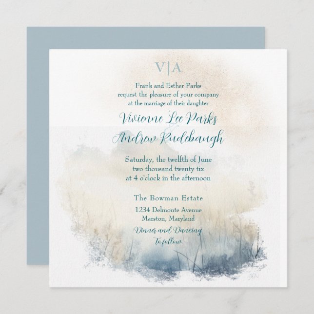 Misty Morning Meadow 2 Wedding Invitation (Front/Back)