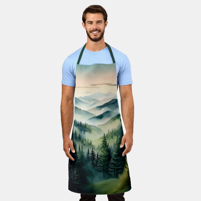 Misty Morning Mountain Pines Apron (Worn)