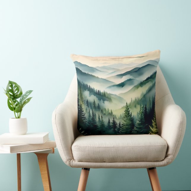 Misty Morning Mountain Pines Cushion (Chair)