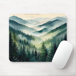 Misty Morning Mountain Pines Mouse Pad