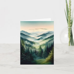 Misty Morning Mountain Pines Note Card