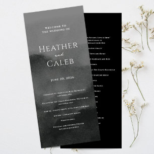 Misty Mountain Black Watercolor Wedding Programme