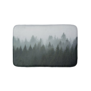 Misty Mountain Forest Autumn Fog Bath Mat